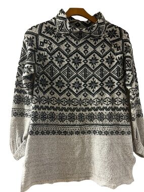 DB Established 1962 Cozy Black & Grey Fair Isle Turtleneck Sweater